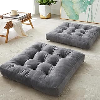 DAWNTREES Floor Pillow Set of 2, Square Large Pillows Seating for Adults...