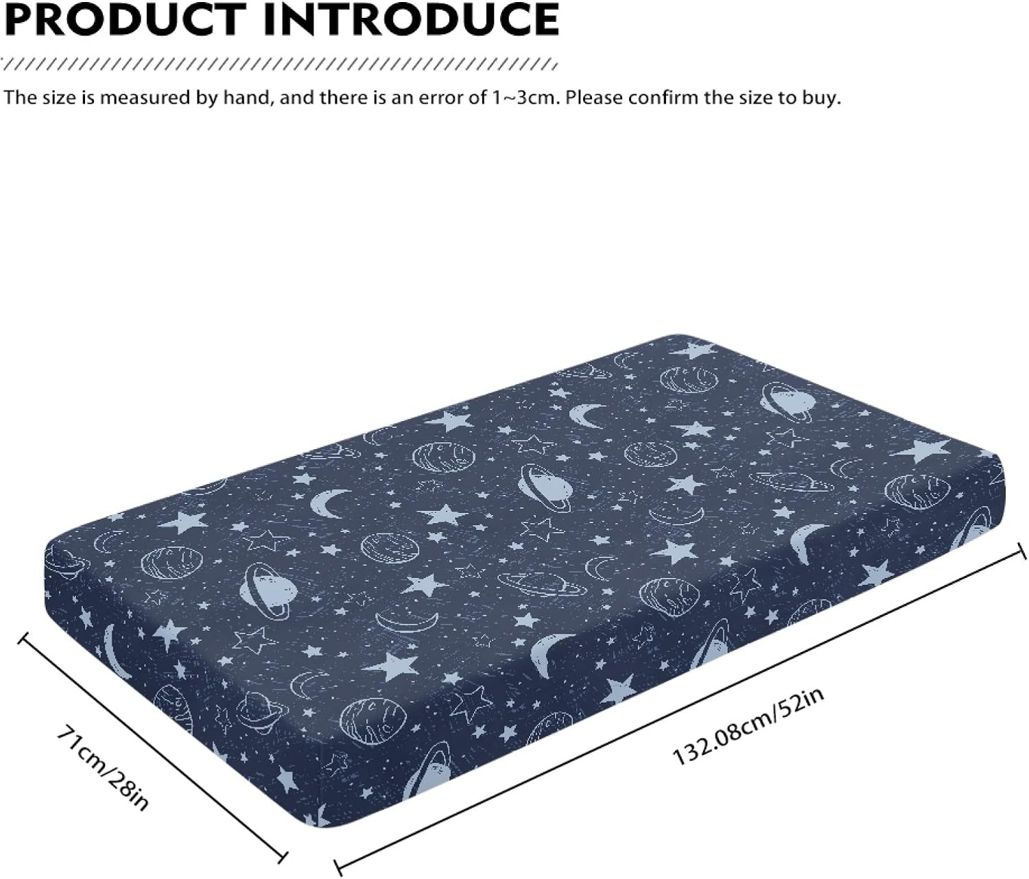 Space Baby Crib Sheets for Boys Girls Stars Planet Fitted Crib Sheet for Standard Crib and Toddler Mattress Navy Blue Baby Mattress Sheets Toddler Bed Sheet 52x28x8 in