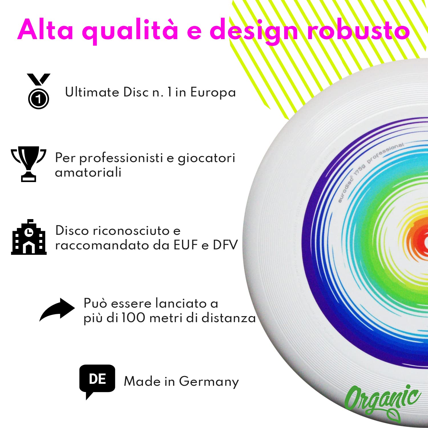 Euro Disco Ultimate Frisbee 175g Rainbow Duro