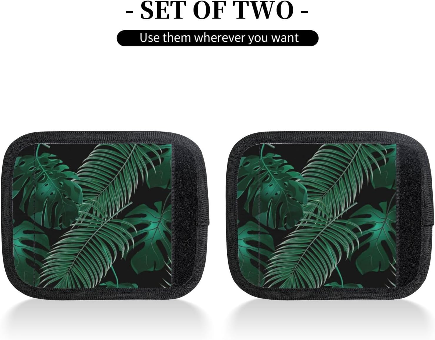 Banana Leaf Green Print Luggage Handle Wraps Luggage Identifiers Soft Neoprene Luggage Handle Wraps for Suitcase Trolley Handle Grip Cover 2 Pack Luggage Tags