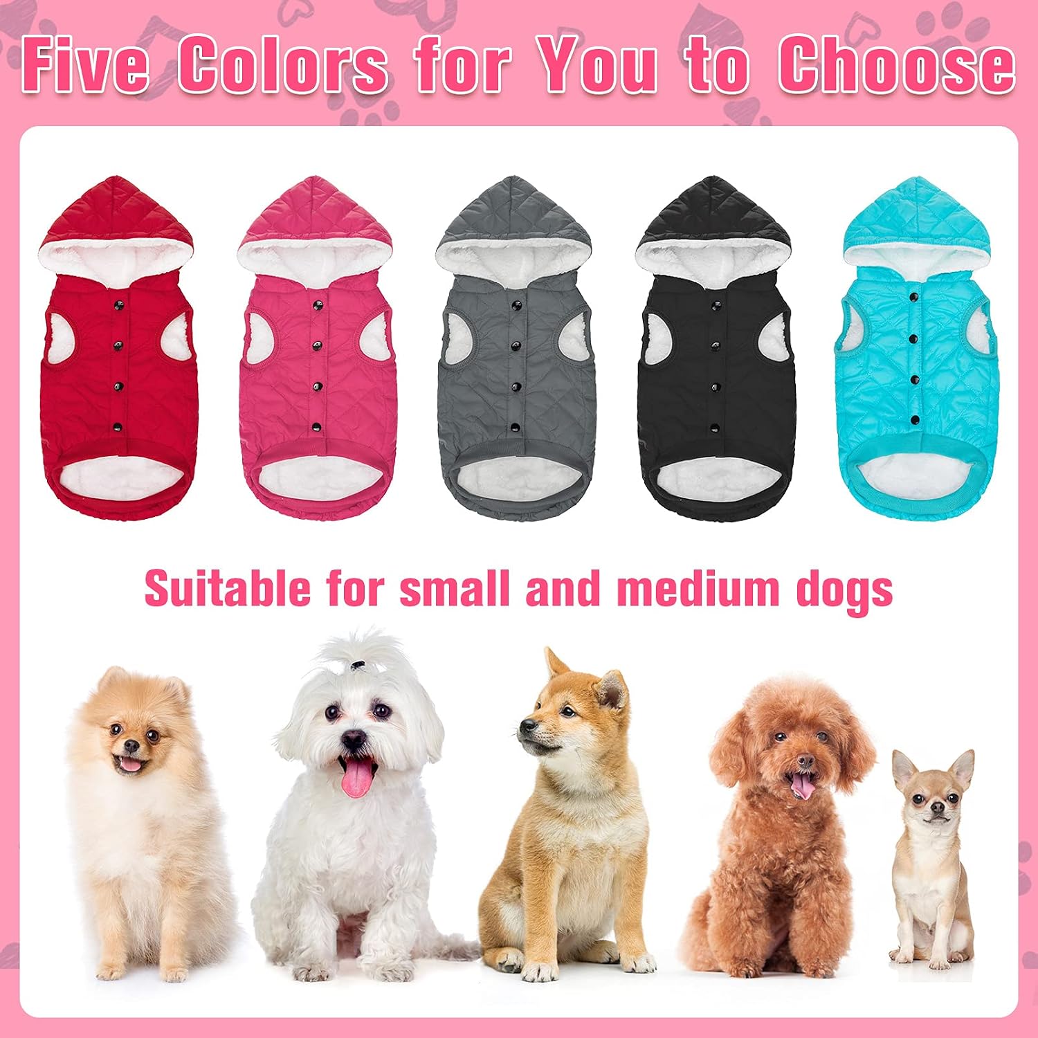 PUPTECK Dog Winter Clothes with Hat, Soft Warm Cold Weather Dog Coats for Small Medium Dogs, Comfortable Dog Jacket Best Gift for Puppies