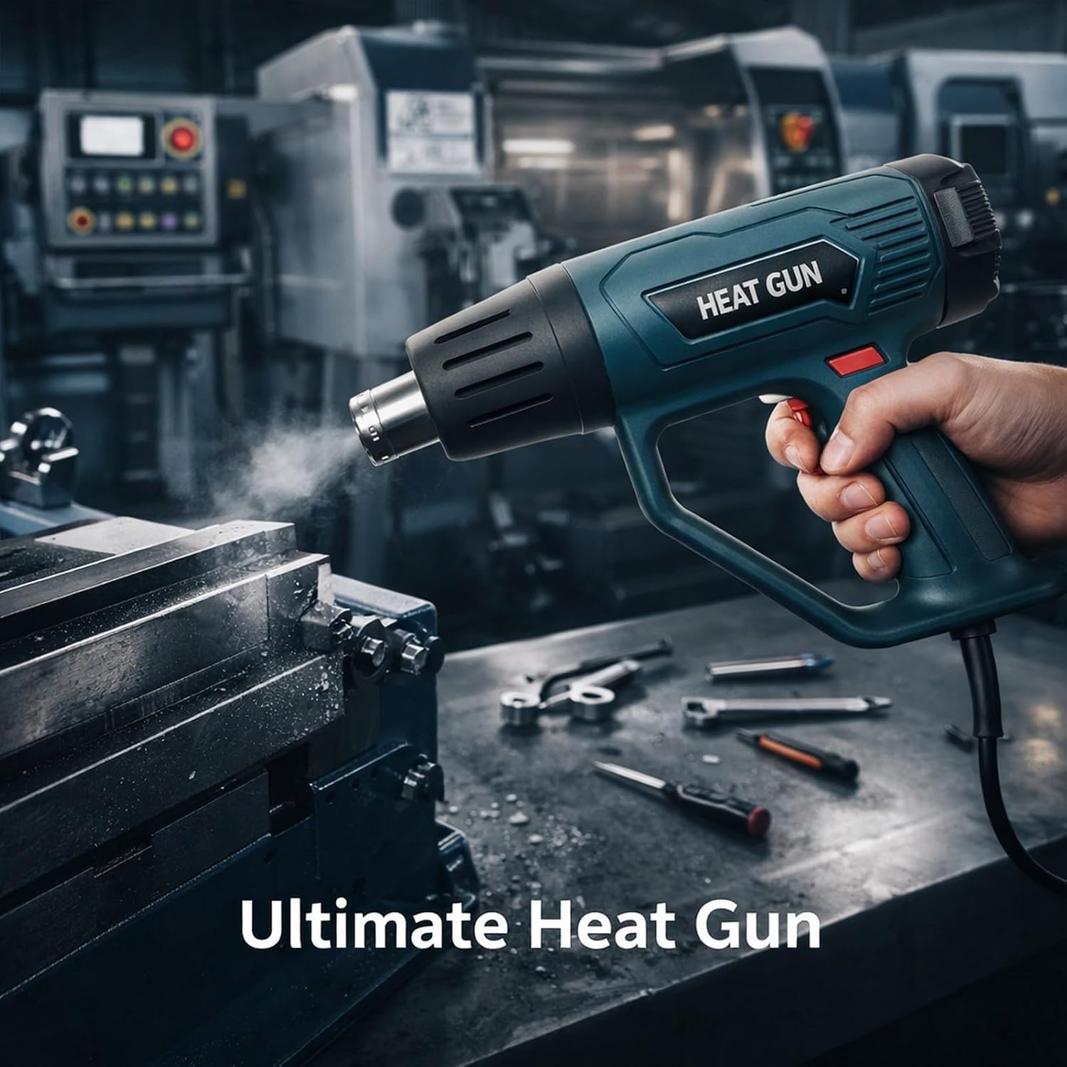 Handheld Heat Gun 2000W High Power Adjustable Temperature Digital Display - Rapid Heating, 5 Settings, Ideal Heat Gun for Crafting Shrink and Handicrafts (US Plug)