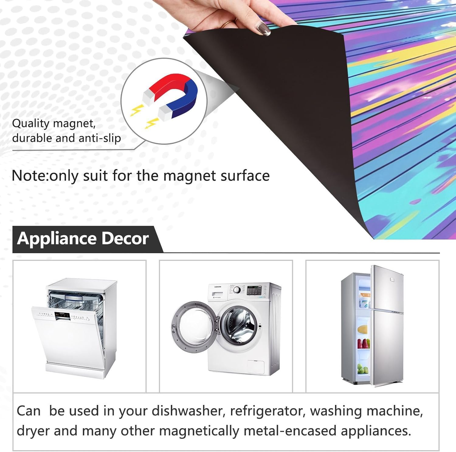 Dishwasher Magnet Cover Large Magnetic Stickers Shark Front Dishwasher Cover Reusable Decal for Home Kitchen Refrigerator Decorative Lid Washing Machine Laundry