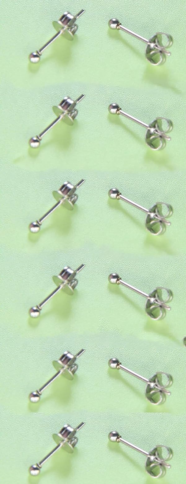 12Pcs 2MM Tiny Dot Stud Earrings, 20G Hypoallergenic Surgical Steel Small Silver Cartilage Helix Piercing Jewelry, Micro Stacked Stud Earring, Mini Ball Post Earrings Set for Multiple Hole Piercing by Showself - Used condition - Image 2