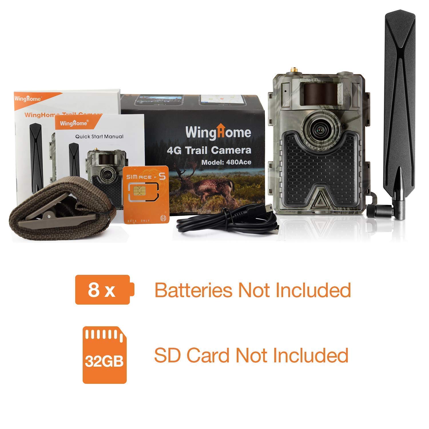 Amazon.com: WingHome 4G Cellular Trail Camera 480Ace with Free APP and SIM  Card+12V 2A DC Power 4.0mm1.7mm : Sports & Outdoors