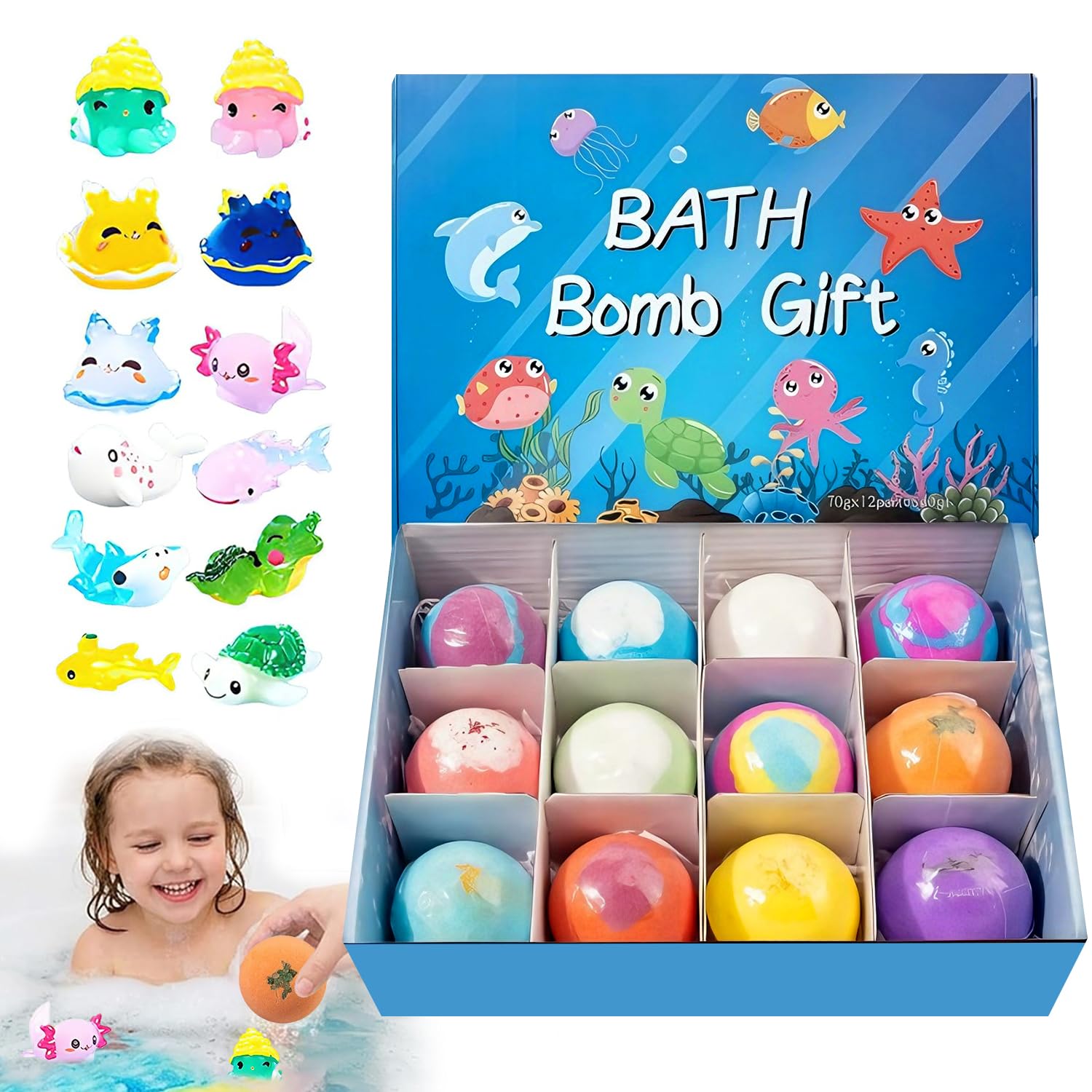 Bombes de Bain pour Enfants Surprise,12Pcs Boule de Bain Jouets Dinosaures Bubbles Cadeau de Bombes Douche Aromatherapie Jouets Fournitures de Loisirs Créatifs Anniversaire pour Garçons Filles