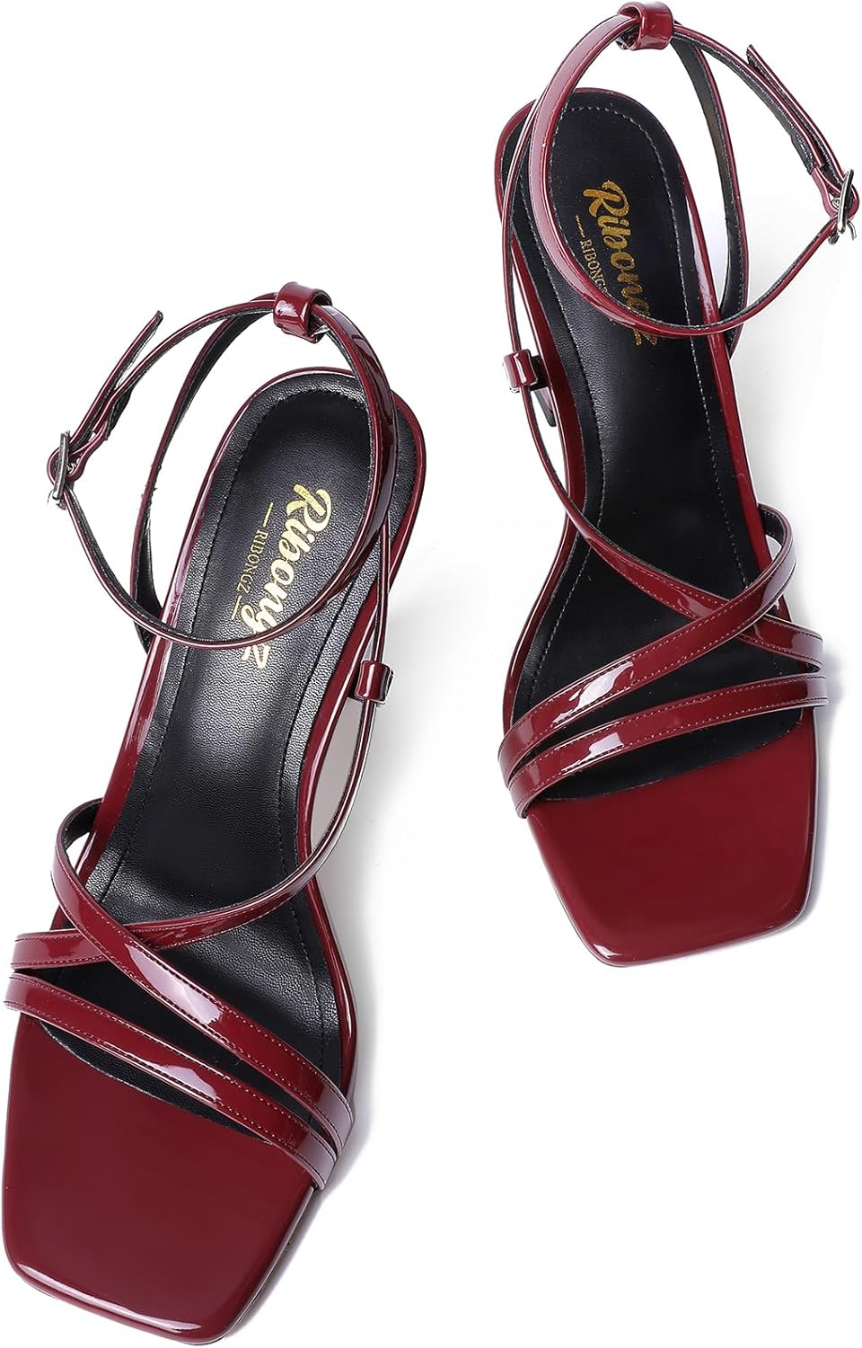 RIBONGZ Strappy Stiletto Kitten Heels Ankle Strap Sexy Heeled Sandals for Women Square Open Toe High Heels Wedding Bride Party Prom Dress Shoes - Image 8