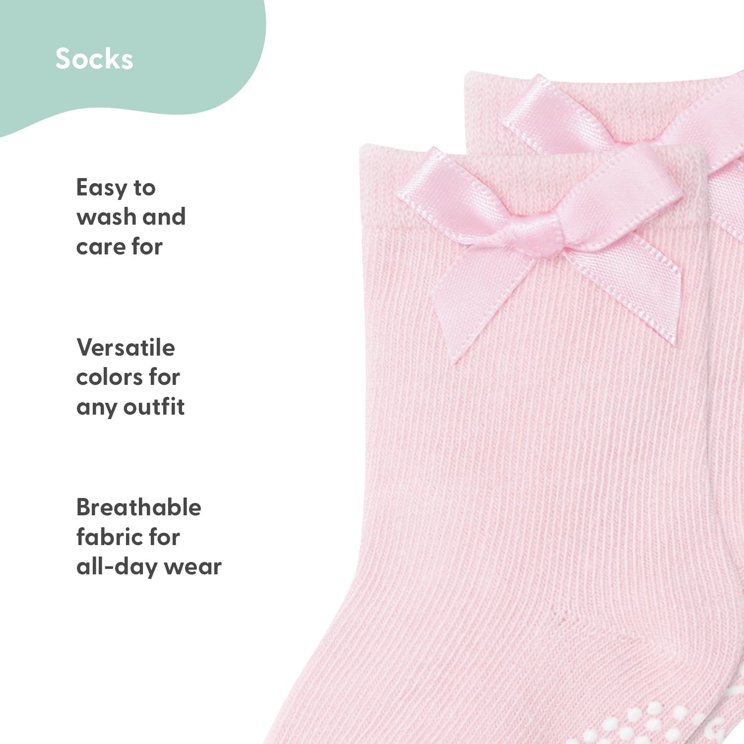 The Peanutshell Organic Baby Girl Socks 0-24 Months Set of 12 - Non-Slip Grip, Soft Cotton Newborn & Toddler Socks - Blush - Image 4