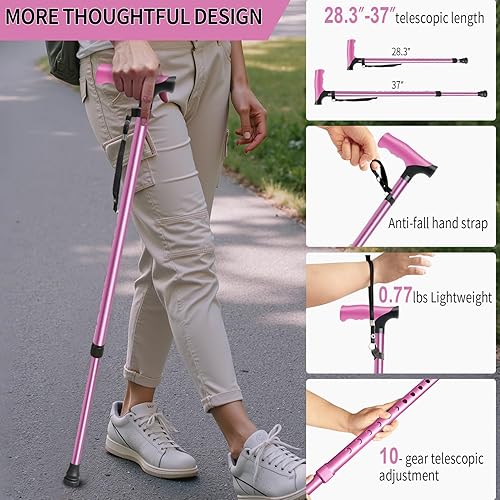 Miniatura 5 de Bastón ajustable para hombres y mujeres, mango de textura de piel, la impresión no se decolora, elegante bastón más adecuado para uso a largo plazo