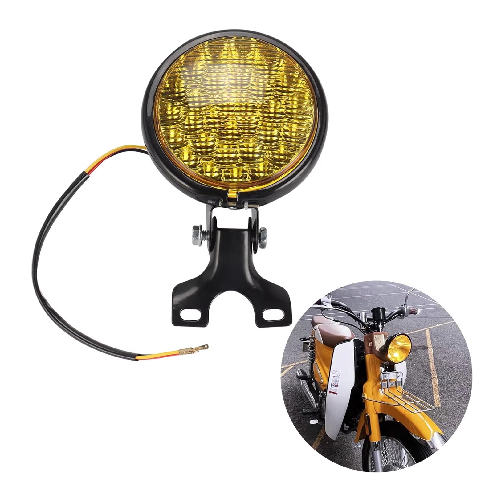 Proyector Moto Faros Delanteros Faro Delantero LED Universal De 35 W para Motocicleta Retro 12 V CC Redondo para Scooter Luces Delanteras Vintage