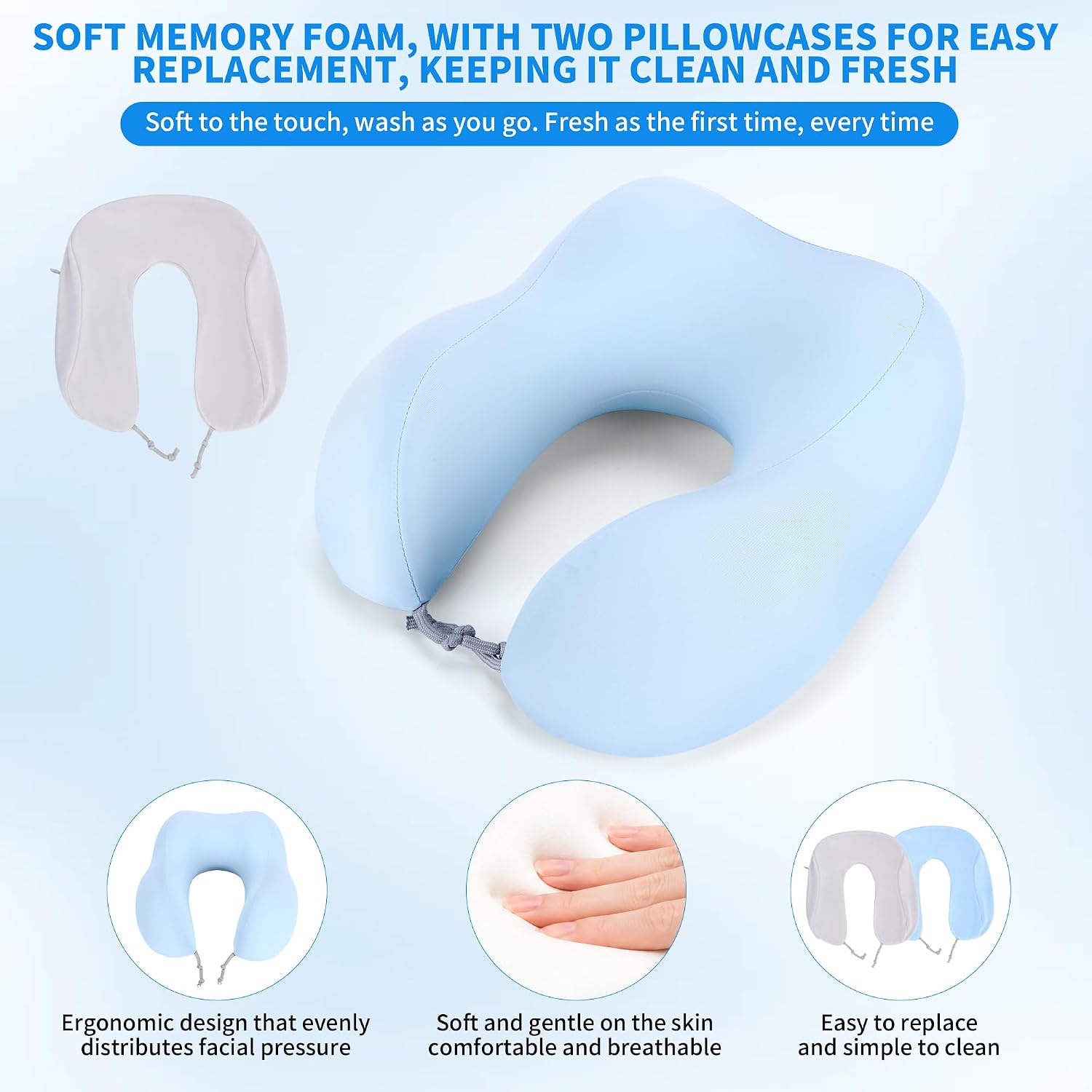 Massage Headrest for Bed, Adjustable Massage Face Cradle for Home, Portable Lightweight Bed Massage Head Holder, Face Down Pillow After Eye Surgery, Fits 6-12 inch Mattress