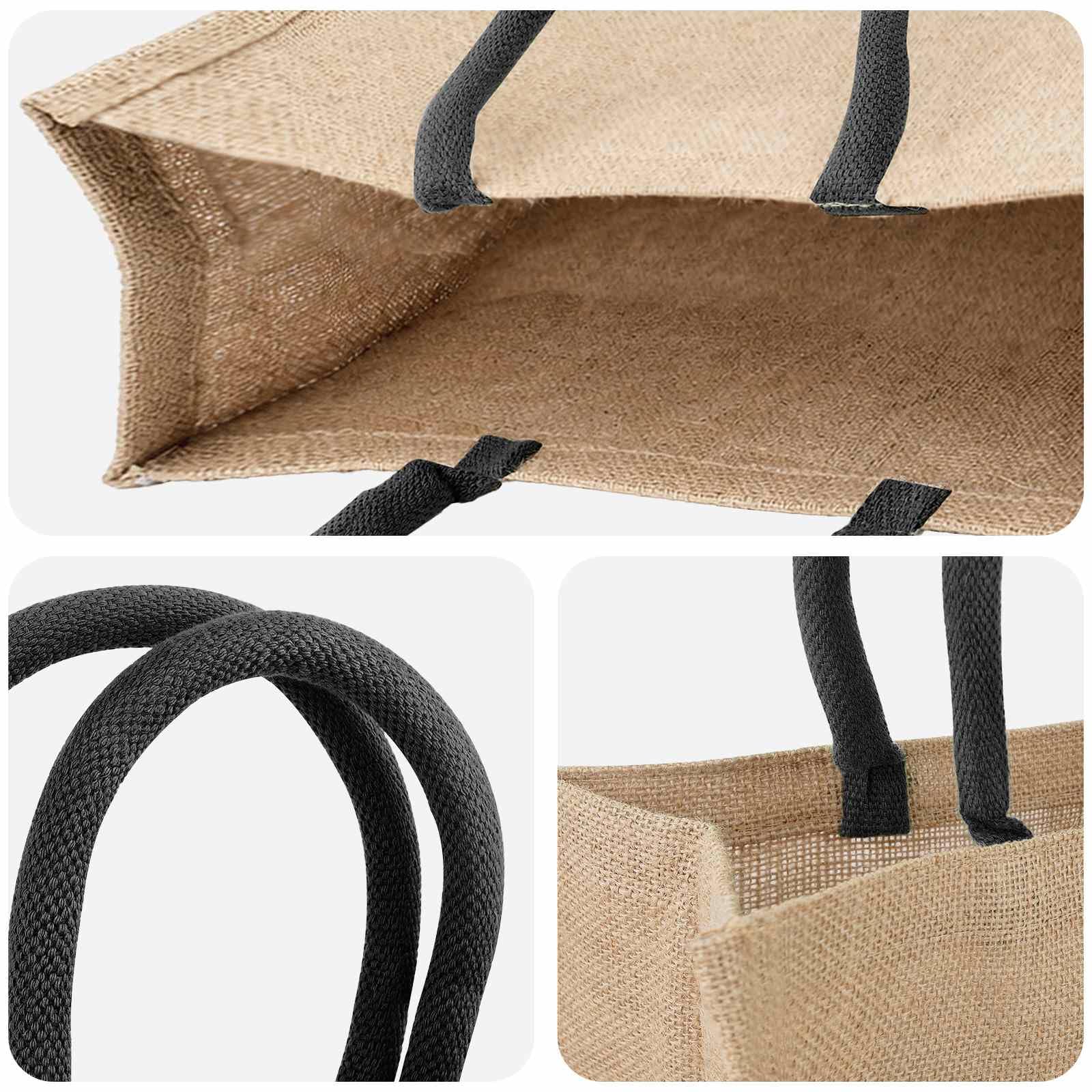 Juego de 5 bolsas de yute de 26 x 22 x 14 cm, bolsa de la compra para alimentos, bolsa de yute resistente con forro interior laminado para compras y uso diario