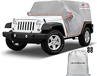 Vista 10 de NEVERLAND Funda para coche para Jeep Wrangler de 2 puertas, fundas impermeables para coche, protección contra el sol y la lluvia para Jeep Wrangler