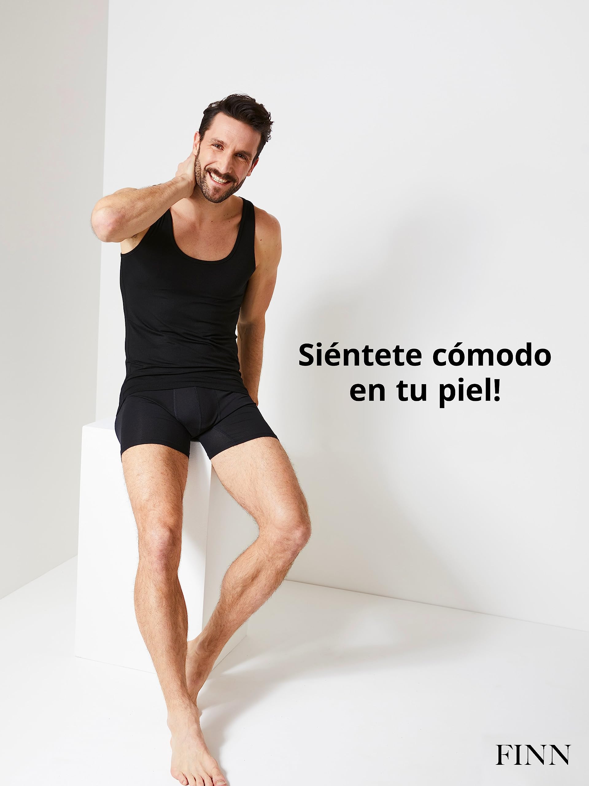 FINN Camiseta Reductora para Hombre con Efecto Vientre Plano - Camiseta Interior de compresión sin Mangas de algodón - Body Shaper para un Vientre más Plano - Ideal para ginecomastia