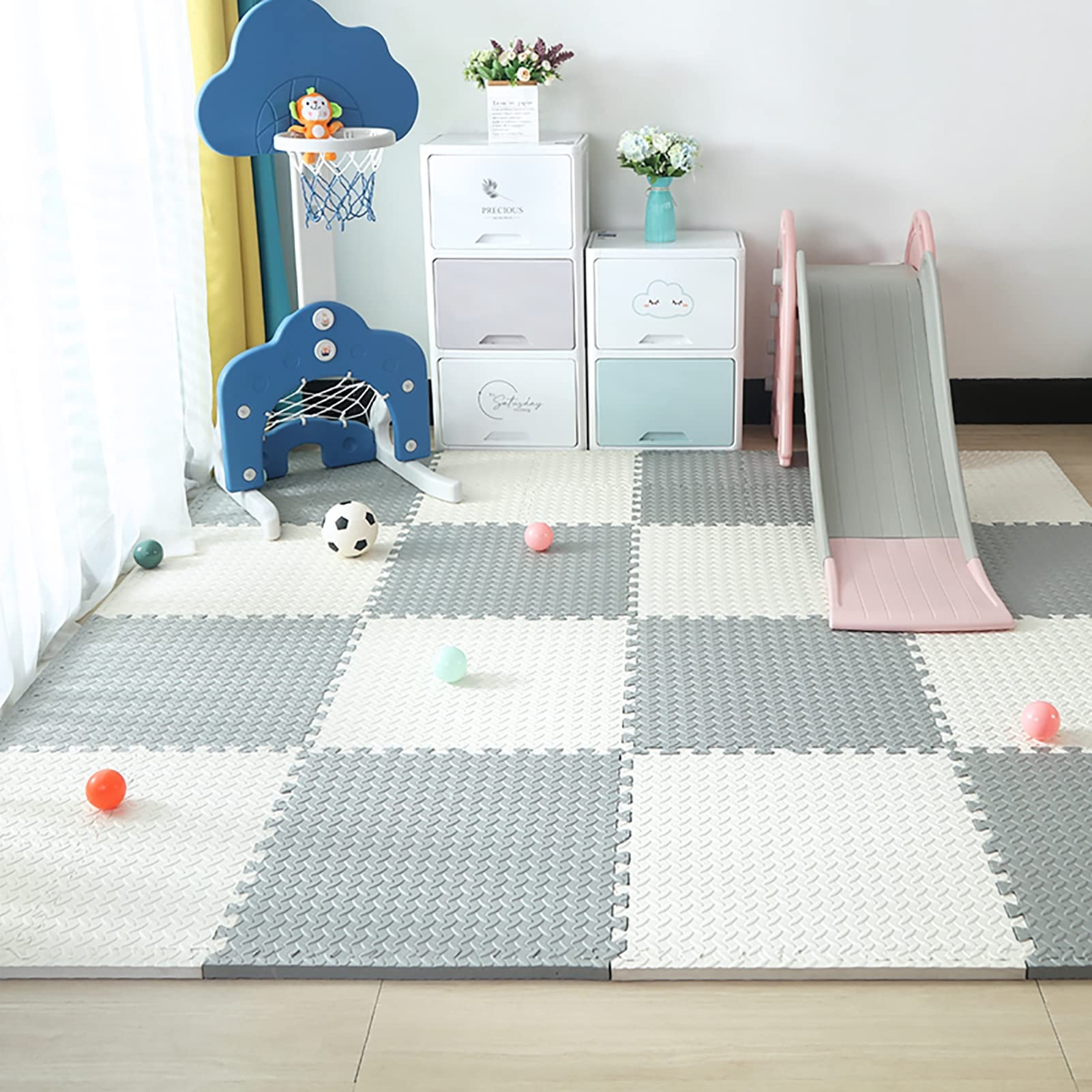 Dzieci łączące piankowe maty podłogowe puzzle, Mat do zabawy dla dzieci, Miękka mata antypoślizgowa Puzzle Playmat, Kolorowa puzzle Play Mat do domowej siłowni, Przedszkole, Pokój jogi,B,6Pcs
