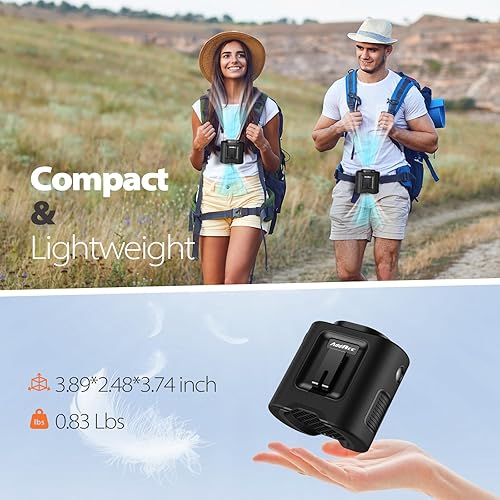 Miniatura 6 de Ventilador de cintura portátil  Batería recargable de 14500 mAh, ventilador de cinturón de enfriamiento de 67 horas, 5 velocidades potentes y