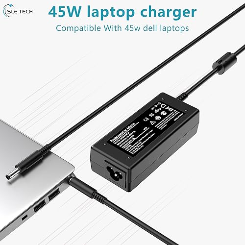 Miniatura 5 de SLE-TECH Cargador de portátil de 45 W para Dell Inspiron 11 13 14 15 17 3000 5000 7000 Series, adaptador de corriente de 19.5 V 2.31 A para Latitude