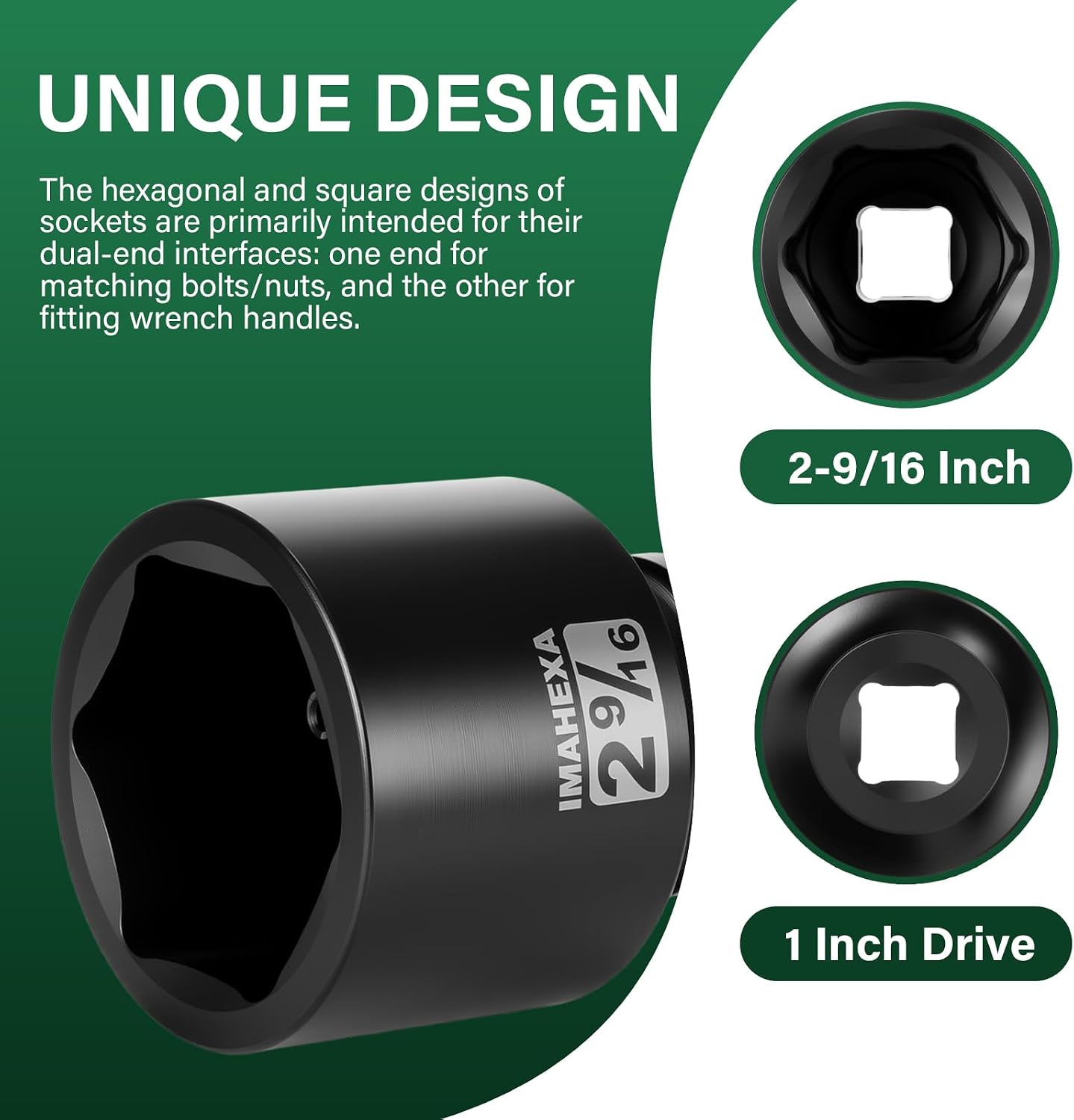 1" Drive Shallow Impact Socket,2-9/16 Inch SAE Jumbo Socket,CR-MO 6 Point for Easy Removal of Large Axle Nut（SAE)