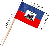 Vista 3 de ZXvZYT Banderas de palillos de dientes haitianos con bandera de Haití, pequeñas decoraciones para cupcakes de Haití, banderas de palo – Decoración