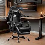 N-GEN Gaming Vidéo Gaming Chaise avec repose-pieds Lombar Support pour Home Office High Back Recliner Hauteur réglable Ergonomic Comfy chaise de bureau en cuir (noir de carbone)