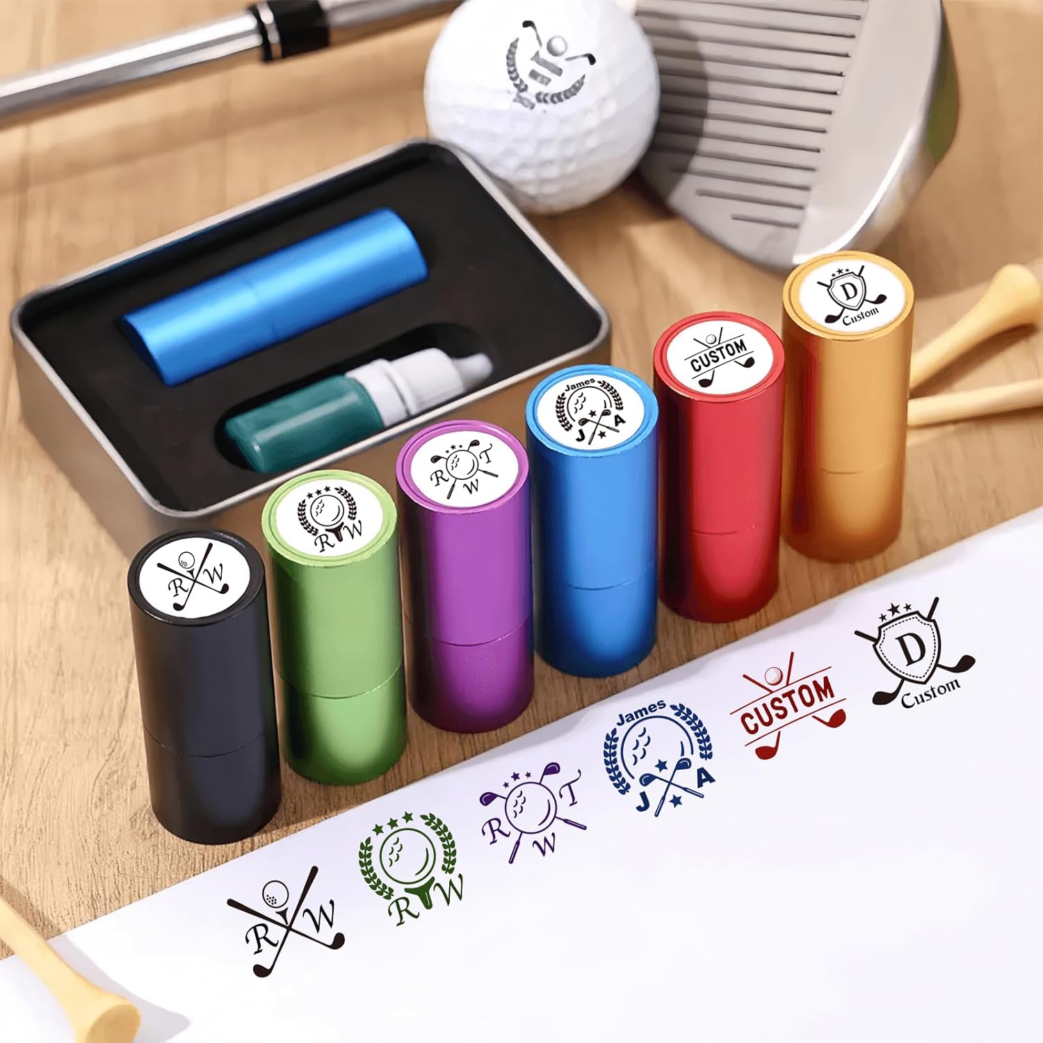 Custom Golf Ball Stamp Marker, Personalized with Logo Monogram, Quick-Dry Self-Inking, Waterproof, Reusable Gift for Men Golfer Dad Husband image 2