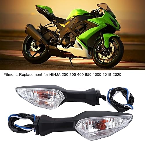 Miniatura 2 de Luces de giro para motocicleta, 2 luces delanteras y traseras de 12 V, luces ámbar intermitentes compatibles con NINJA 250 300 400 650 1000 2018
