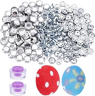 AHANDMAKER 100 Sets Cover Buttons Kit with Tools, Durable Aluminum Buttons with Plastic Button Maker Fabric Covered Button Supplies for Sewing Projects Clothing Crafts Gifts Home Decor(Size 24-5/8")
