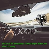 Vista 3 de Ventilador de refrigeración RV de 12 V con interruptor de 2 velocidades, ventilador de metal negro resistente de 8.75 pulgadas, 12 voltios de CC