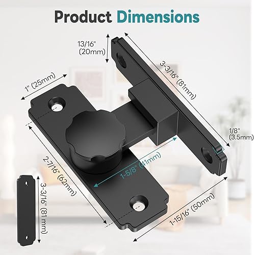 Miniatura 2 de Cerradura de puerta de granero de 90 grados, cierre de puerta corredera de seguridad de aleación de zinc para granero, jardín, baño, valla,