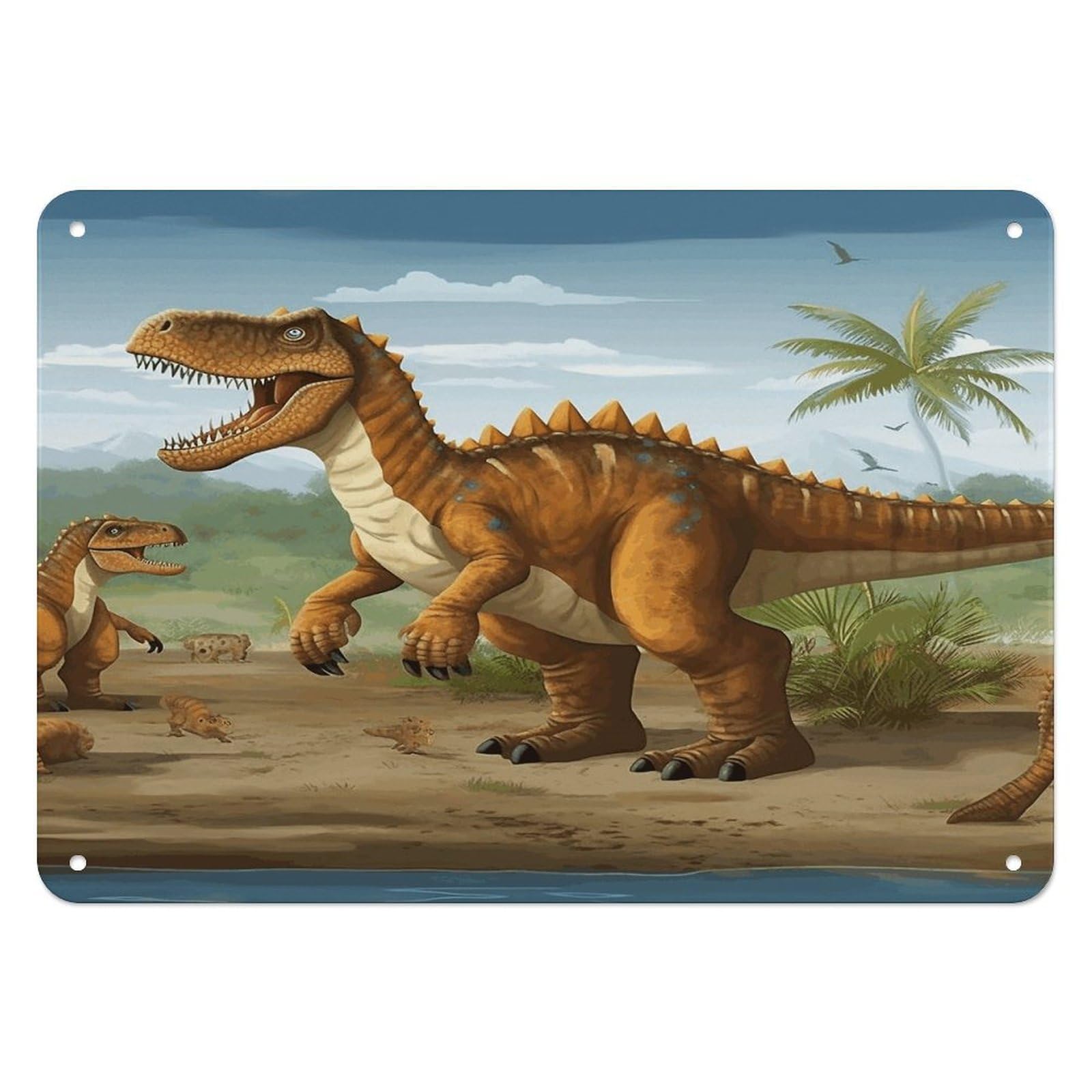 Fekiloot Style Jurassic Period Dinosaur Wall Decor Iron Painting Metal Sign