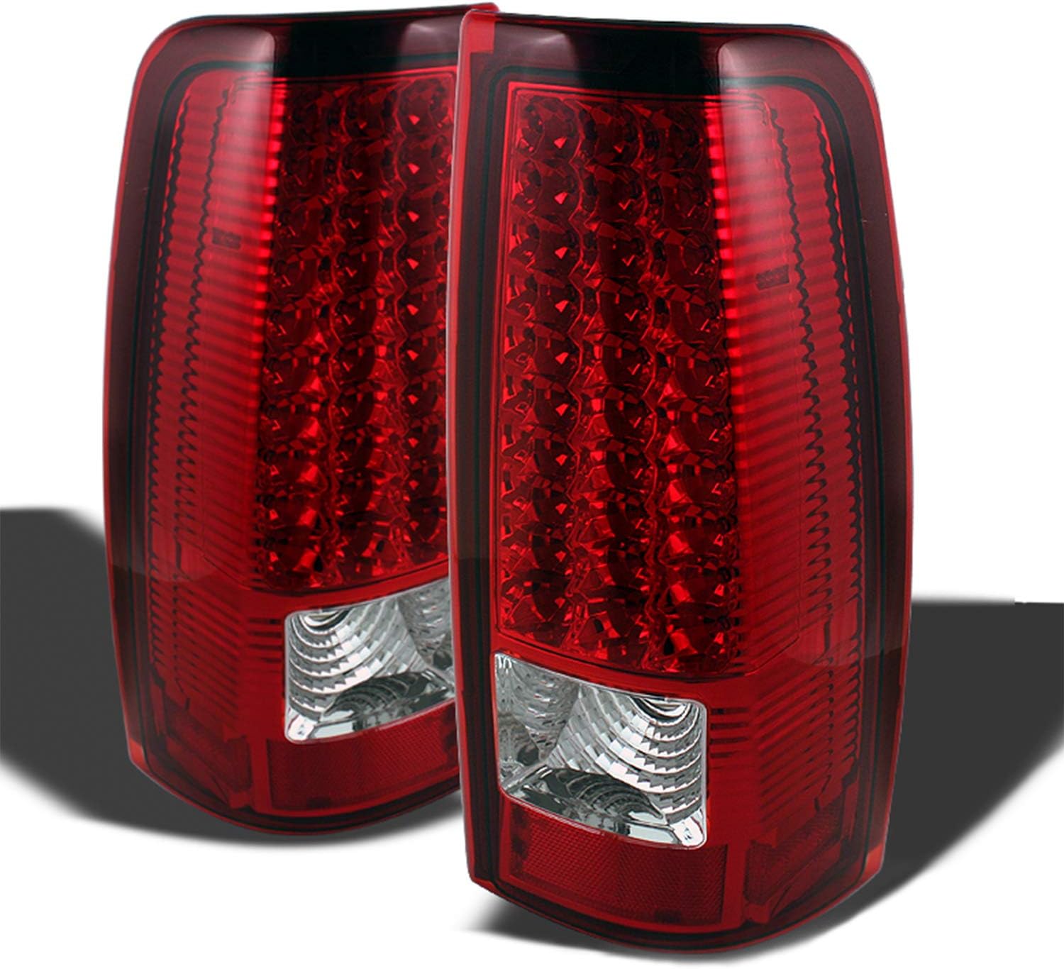 AKKON - For 1999-2002 Chevrolet Silverado 99-06 GMC Sierra LED Tail Lamps w/ 3rd Brake Light - Chrome Housing Red Clear Lens