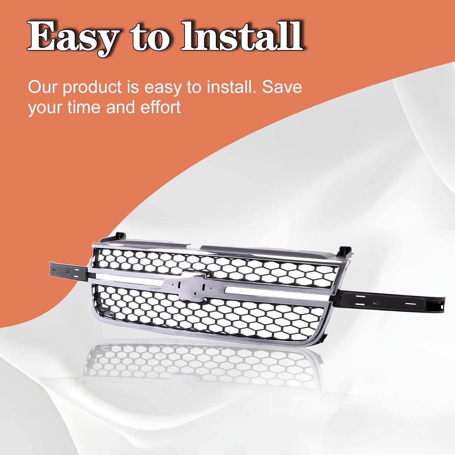 CarPartsDepot Front Grille (w/o Molding Trim) Compatible With 2003-2006 Chevy Silverado 1500 HD 2500 HD 3500 &2007 Classic & Chrome Shell With Black Insert Grill