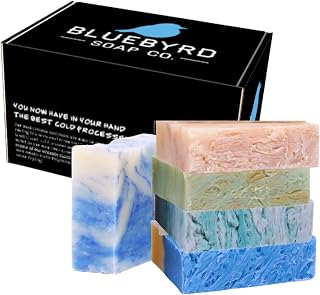 BLUEBYRD Fresh & Clean Handmade Soap Bar Gift Set For Women & Men - 5 Pc. Variety Pack Natural Cold Pressed Bath & Body Cleansing Bar - Ocean, Clean Cotton, Sea Salt, White Tea, Irish Clover (Fresh)