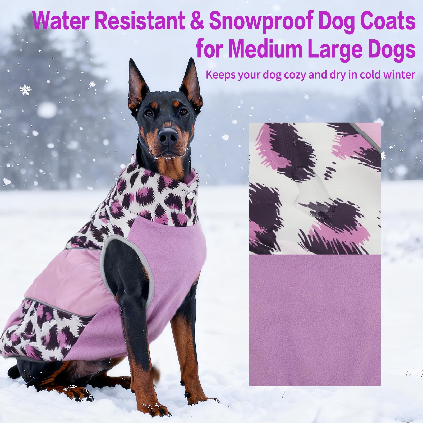 Cappottini per cani di taglia grande con imbracatura integrata, impermeabile, caldo cappotto invernale per animali domestici, tuta da neve per il freddo, giacca antivento in pile riflettente