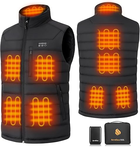 Sevdiea Chaleco térmico para hombre con batería incluida, 16000 mAh, 7.4 V, chaleco térmico para hombres de caza, chalecos eléctricos con calefacción