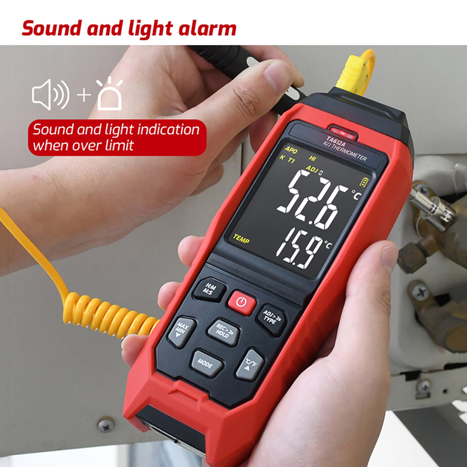 Hochpräzises Digitales K/J-Thermoelement-Thermometer mit Datenspeicher – Perfekt für Labor- und Industrieumgebungen (TA612B)