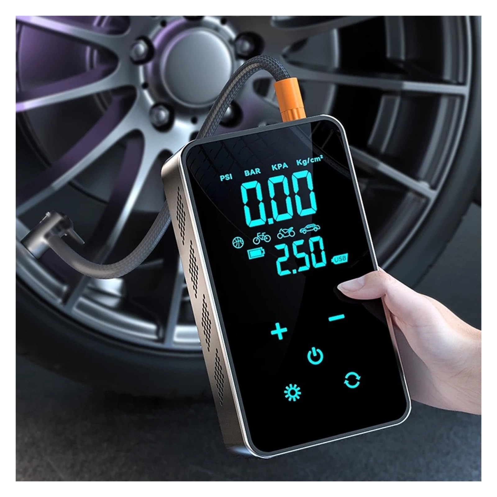 Elektryczna Pompka Do Opon Samochodowych Przewodowa/bezprzewodowa Akumulatorowa Automatyczna Inteligentny Przenośny Inflator Motocykla Samochodowego Szybkie Pompowanie Wysiłku(Wireless)