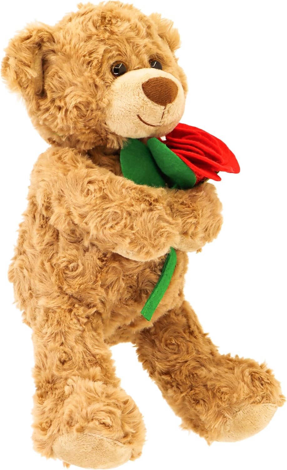 Teddy Bear Plush Toy - Hugging a Red Rose or a Heart, Romantic Teddy Bear Plush Doll, Valentine's Day, Birthday, Girl's Gift （Brown Bear Rose