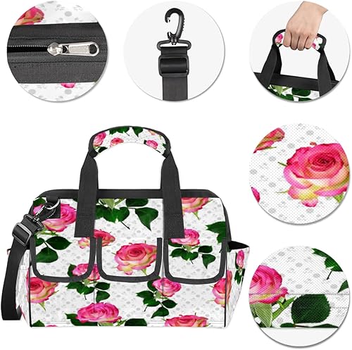 Miniatura 4 de Bolsas de herramientas de boca ancha con puntos rosas rosas para hombres y mujeres, bolsa de herramientas de 14.8 pulgadas, bolsa organizadora de