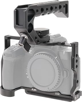 Hersmay Z50 II Cage with Top Handle, Aluminium Full Camera Cage for Nikon Z50 II Camera Accessories with Quick Release Plate for Arca, Cold Shoe, NATO Rail and 1/4" & 3/8" Holes