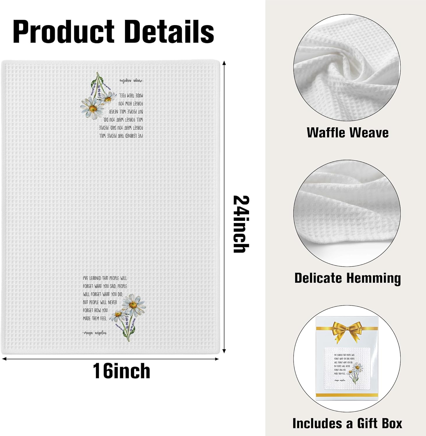 Inspirational Kitchen Hand Towel, Hostess Gift for Women, Christian Quote Waffle Weave Towel, Faith Decor Accent for Kitchen or Bathroom - Image 2