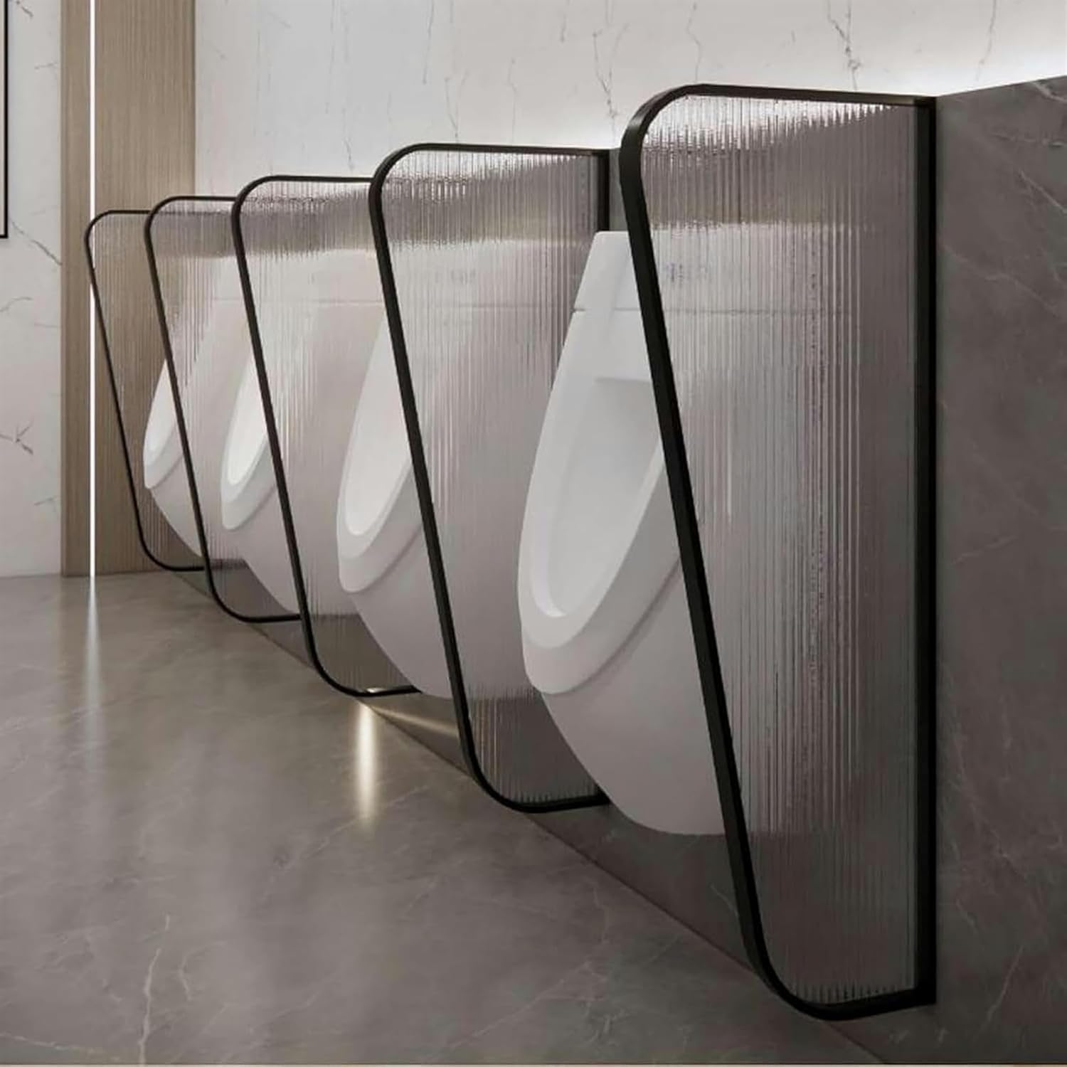 AMNOOL Urinal Baffle Protection Screen, Urinal Partition Screen Translucent Glass Panel, Suitable for Schools/Public Places,Black-1PCS,Black-2PCS