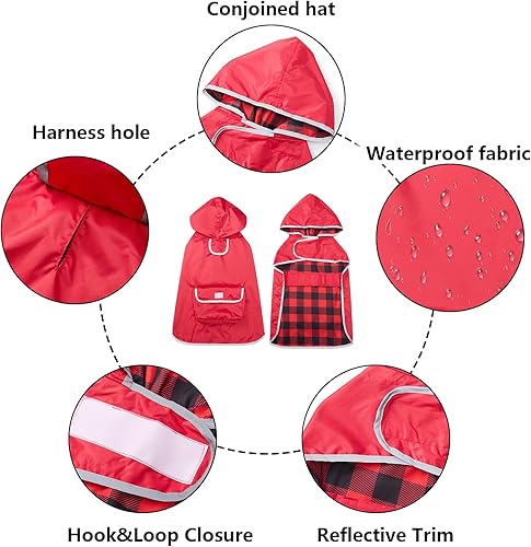 Miniatura 2 de Chubasquero impermeable con capucha para perro, chaqueta impermeable ligera y plegable, impermeable reflectante para exteriores para cachorros de