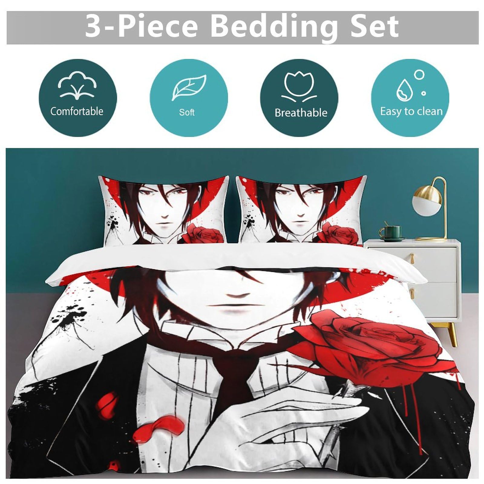 Amazon｜布団カバーセット 3点セット 黒執事 セバスチャン 寝具カバー
