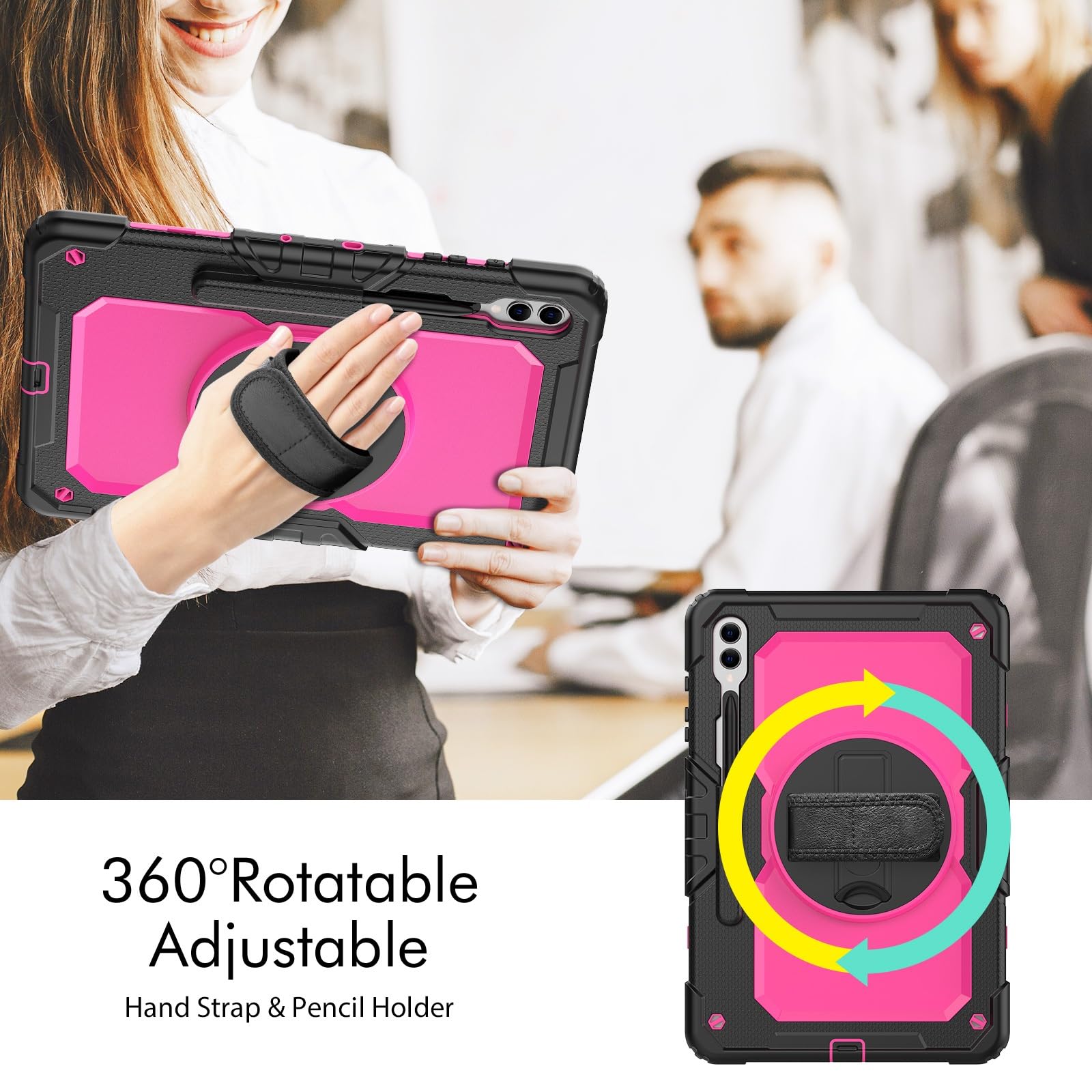 Custodia protettiva per tablet PC compatibile con Samsung Galaxy Tab S9 Plus da 12,4 pollici modello 2023 (SM-X810/X816/X818), custodia resistente antiurto in TPU, custodia protettiva W pellicola