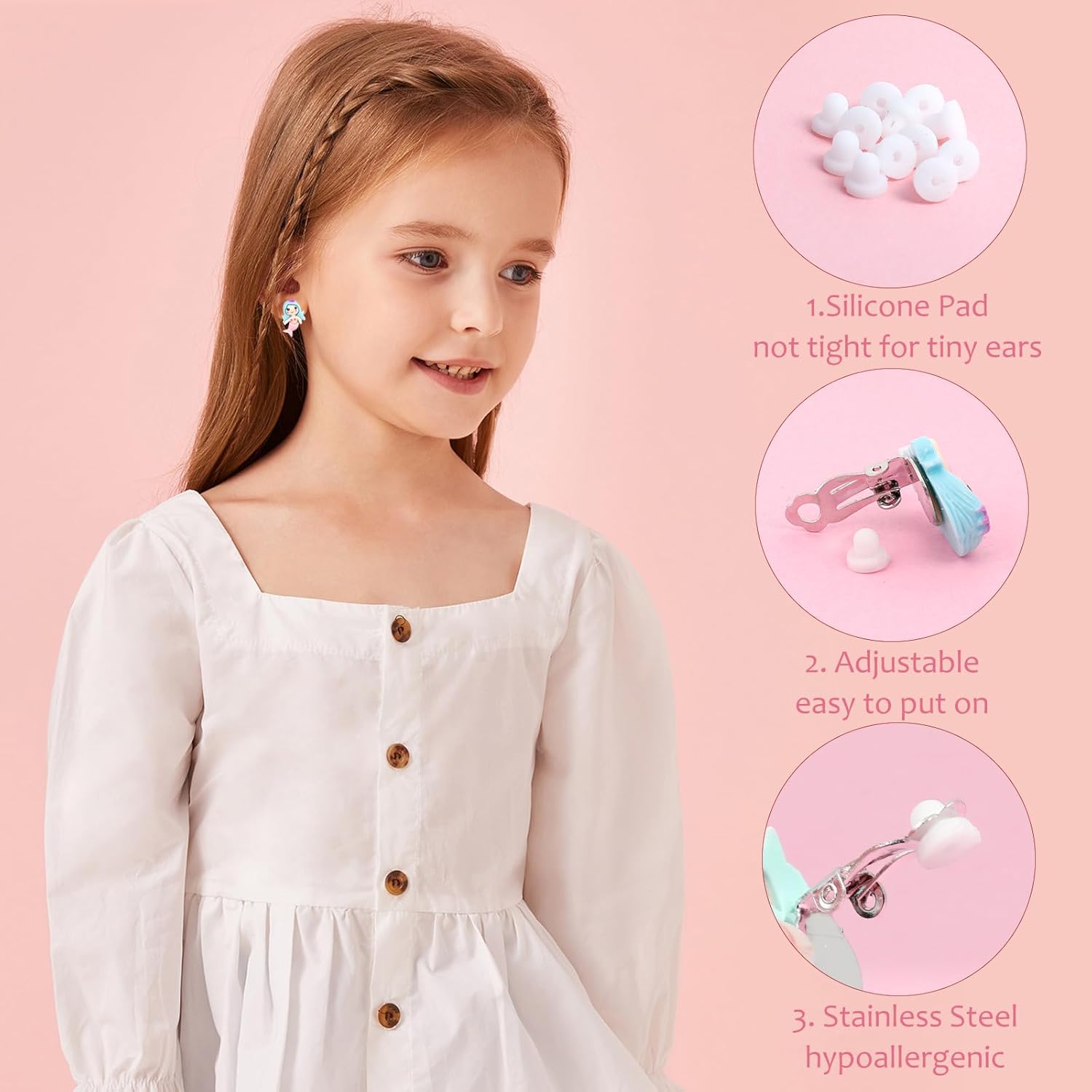Clip On Earrings For Girls, 10/12/20/24/30/32 Pairs Hypoallergenic Kids Earrings, Cute And Great Gifts For Girls 4-12 - Image 2