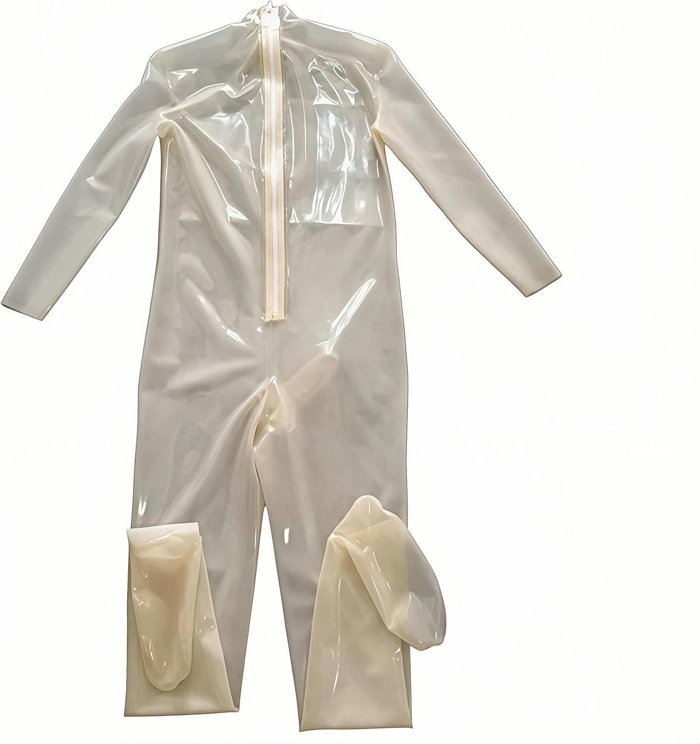 Transparent Latex Catsuit with Gloves Socks Back Zipper Rubber Bodysuit Jumpsuit
