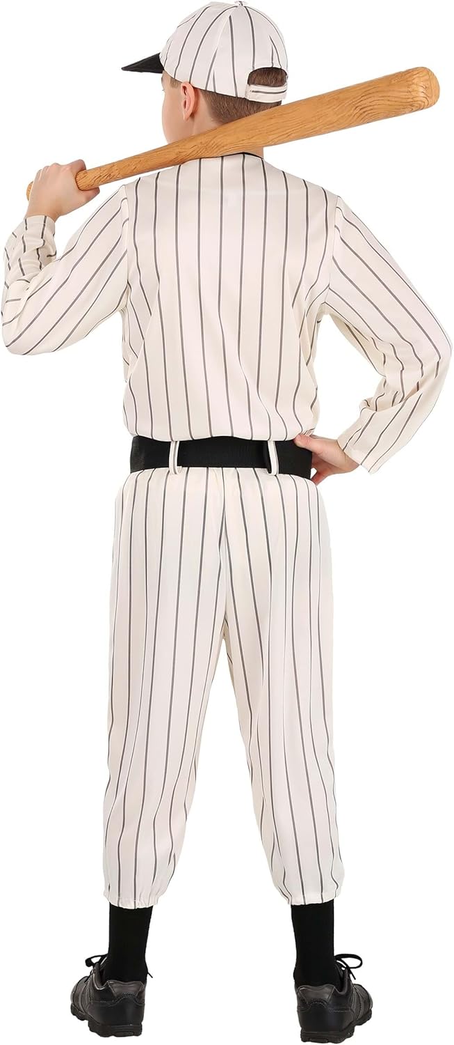 Children Vintage Baseball Costume, Shirt, Pants, Belt, Hat, Knicker-Style Pants, Cream Fabric