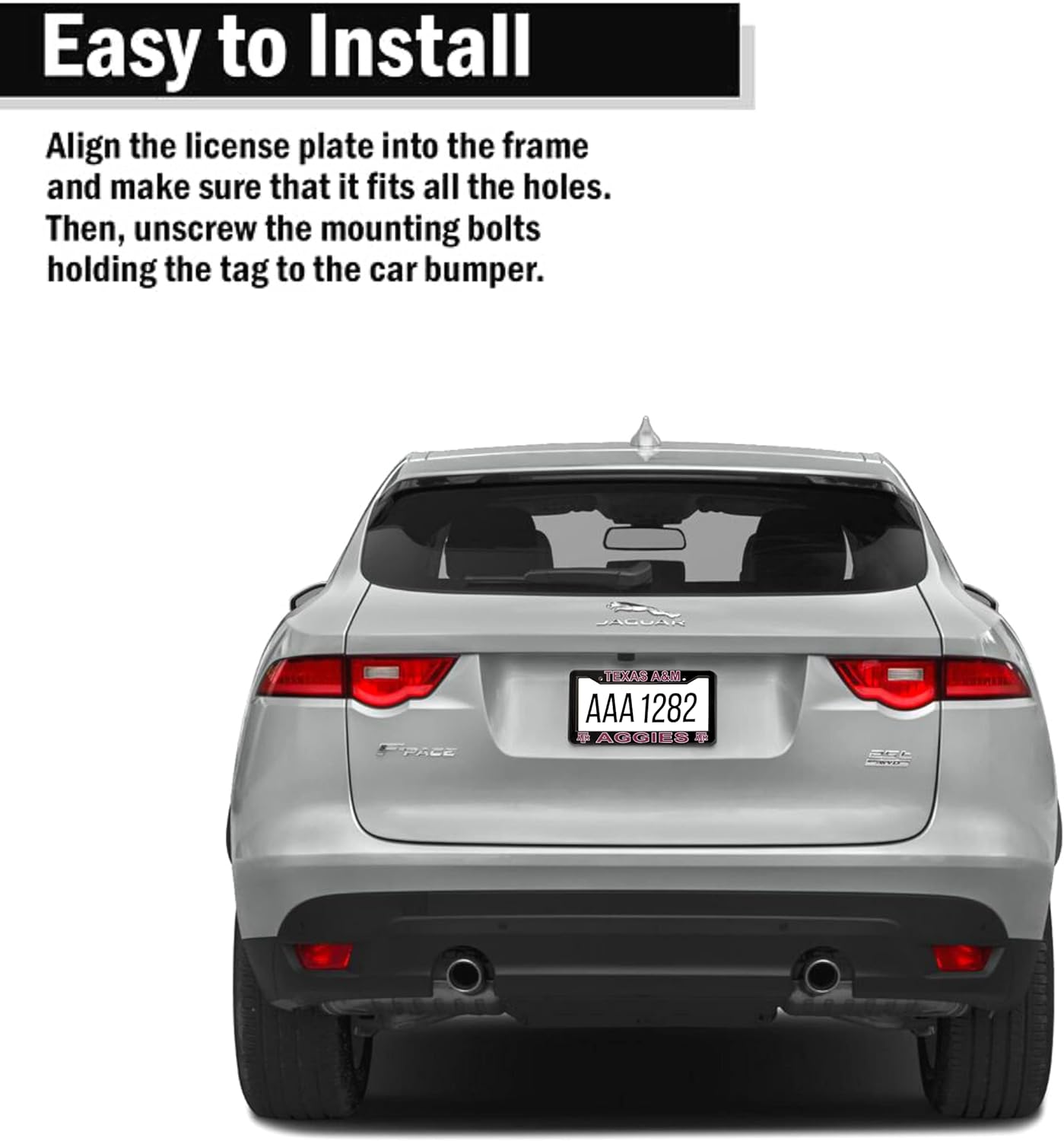 Texas A&M Aggies License Plate Frame Cover – Black – 12.25 x 6.25 - Ideal Gift for Sports Fans & Supporters – Slim Design