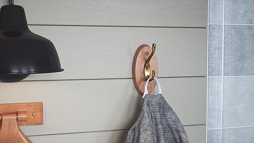 Miniatura 4 de Design House 561217 Dalton - Gancho doble para bata, construcción de madera, acabado de roble miel, talla única (paquete de 2)